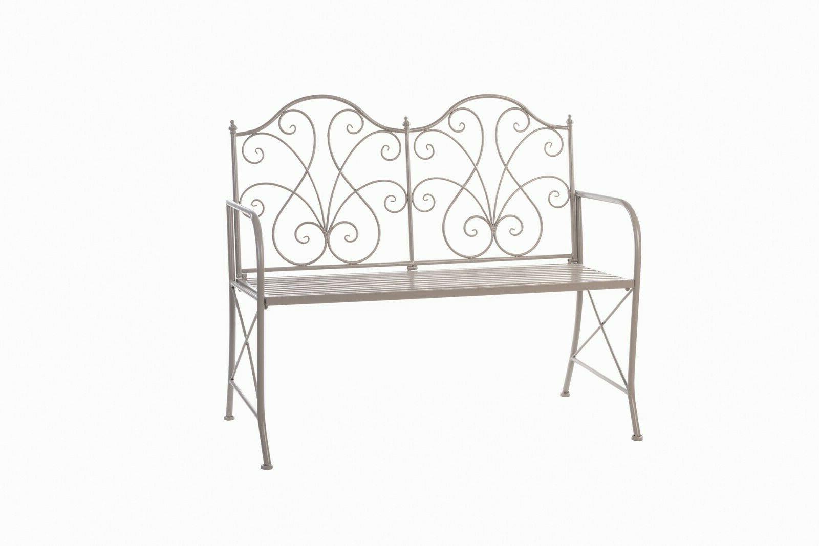panchina in ferro lavorato grigio chiaro shabby