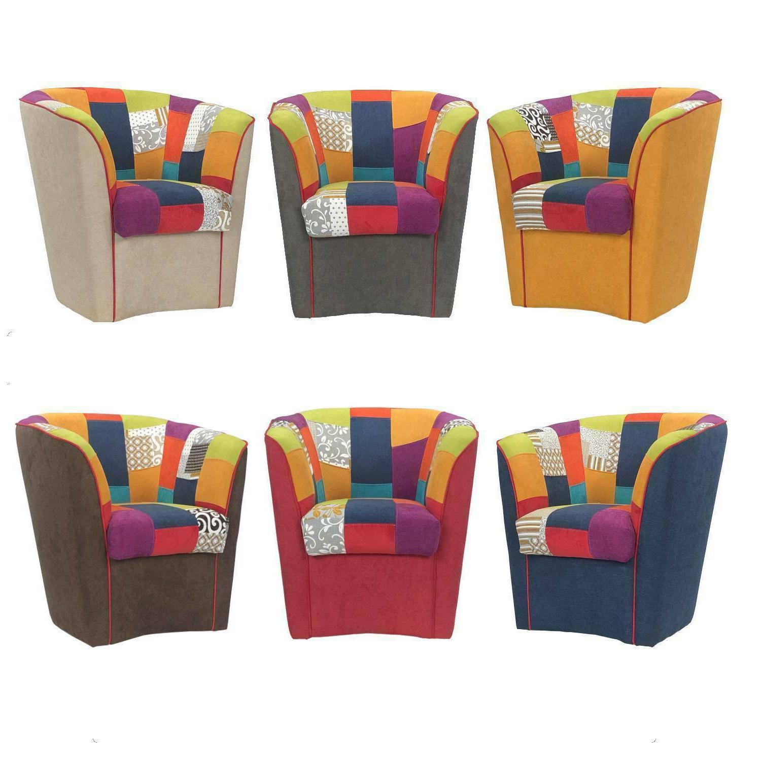 poltrona a pozzetto in tessuto patchwork poltroncina