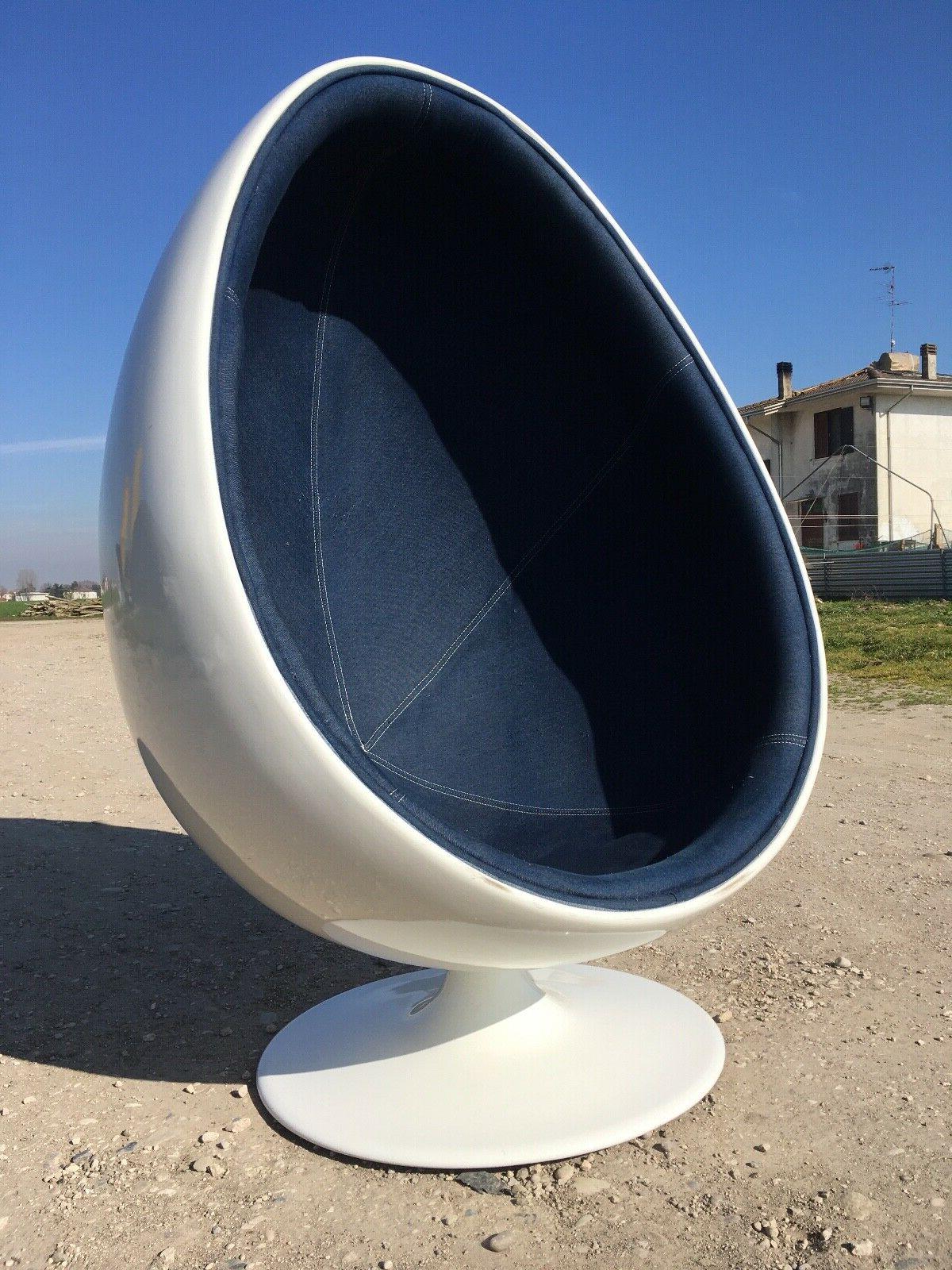 poltrona egg chair ovale interno blu originale