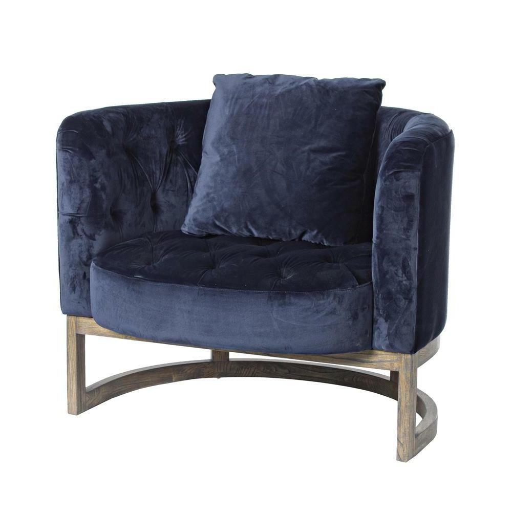 poltrona imbottita tessuto velluto blu elettrico design