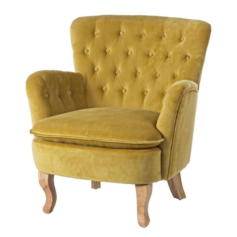 poltrona imbottito tessuto velluto gialla design vintage