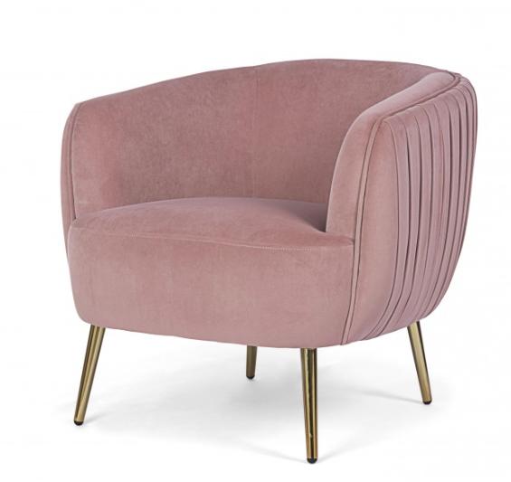 poltrona in velluto rosa mod linsay