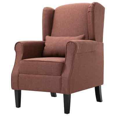 poltrona marrone in tessuto con cuscino classica