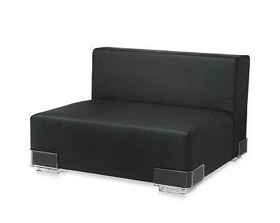 poltrona plastics in tessuto nero piedi trasparenti
