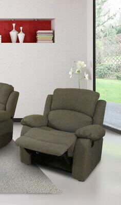 POLTRONA RELAX MANUALE IN TESSUTO NABUK MARRONE