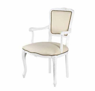 poltroncina paris legno colore bianco ecopelle beige