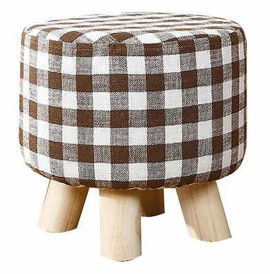pouf in tessuto e legno di pino