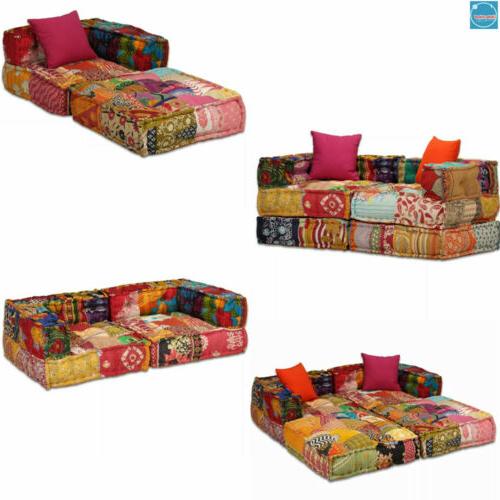 pouf modulare 2 posti versatile tessuto patchwork