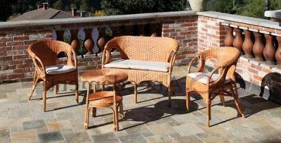 salotto da esterno giardino rattan naturale midollino