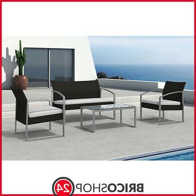 salotto da esterno nero eco rattan divano
