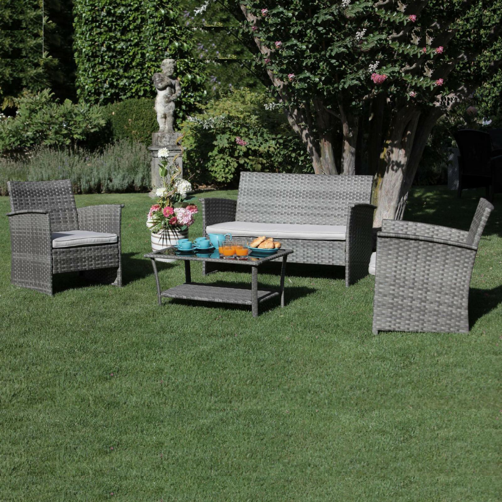 salotto giardino polyrattan set divano poltrone in