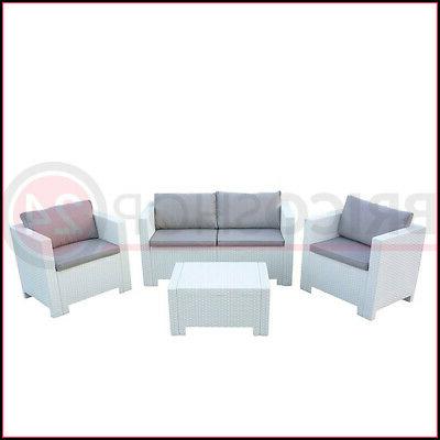 salotto polirattan bianco salottino divano poltrone tavolo