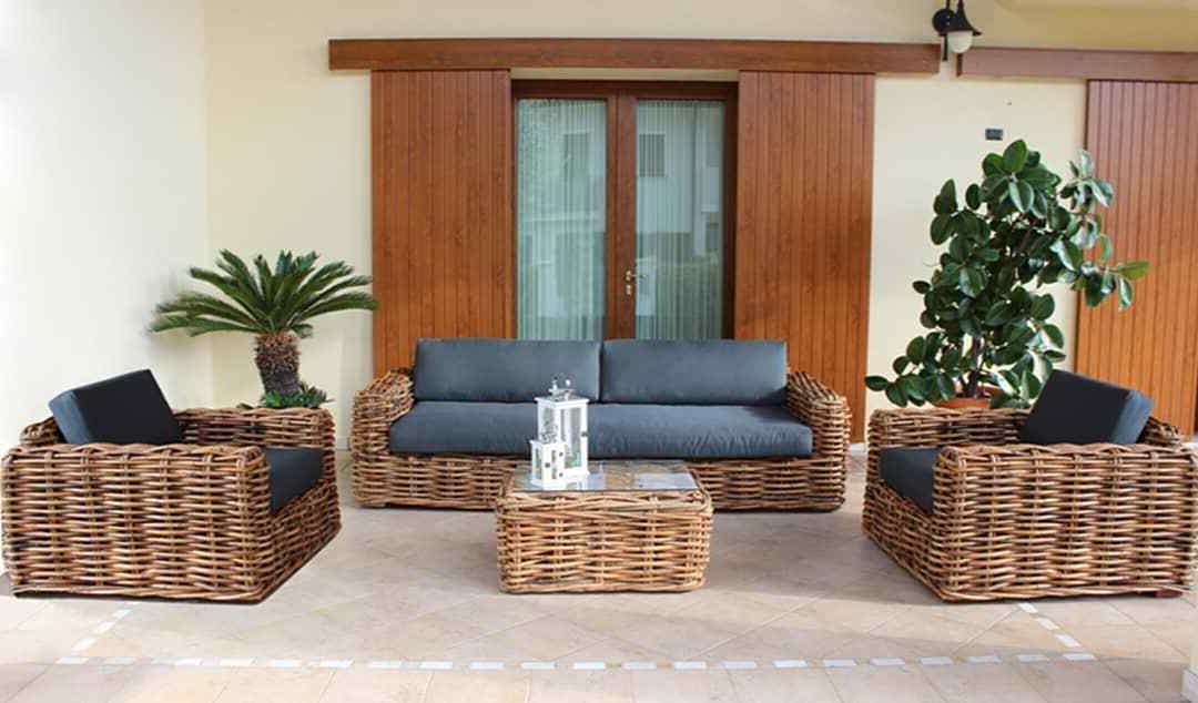 salotto rattan gigante naturale esterno interno da