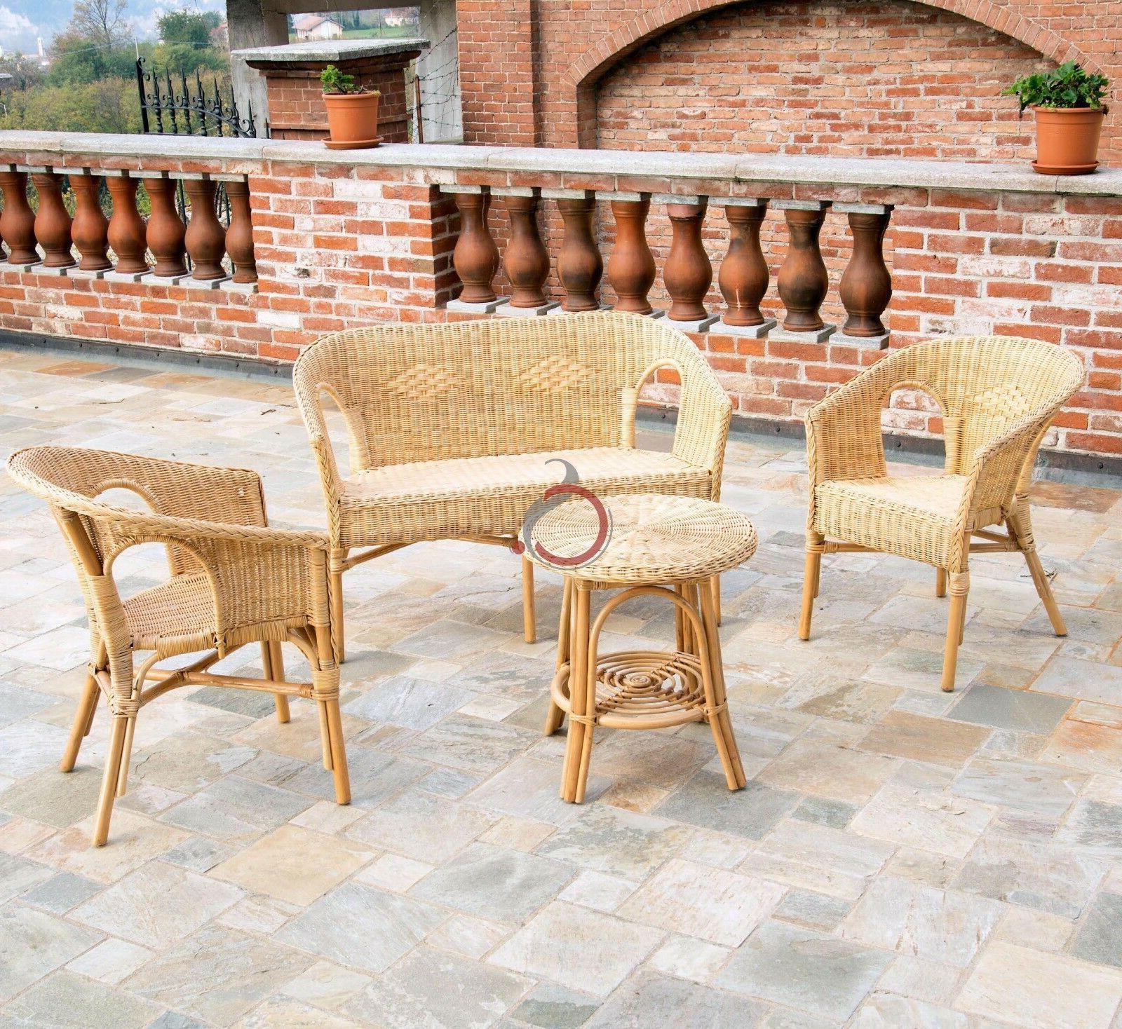 salotto rattan naturale da esterno giardino midollino