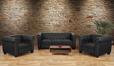 serie chesterfield classico ecopelle salotto composizione 3