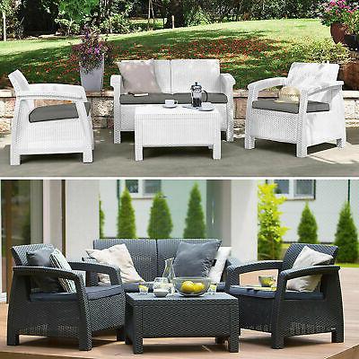 set da giardino rattan salottino divano tavolino