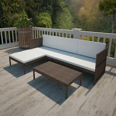 set divano da giardino in polyrattan marrone