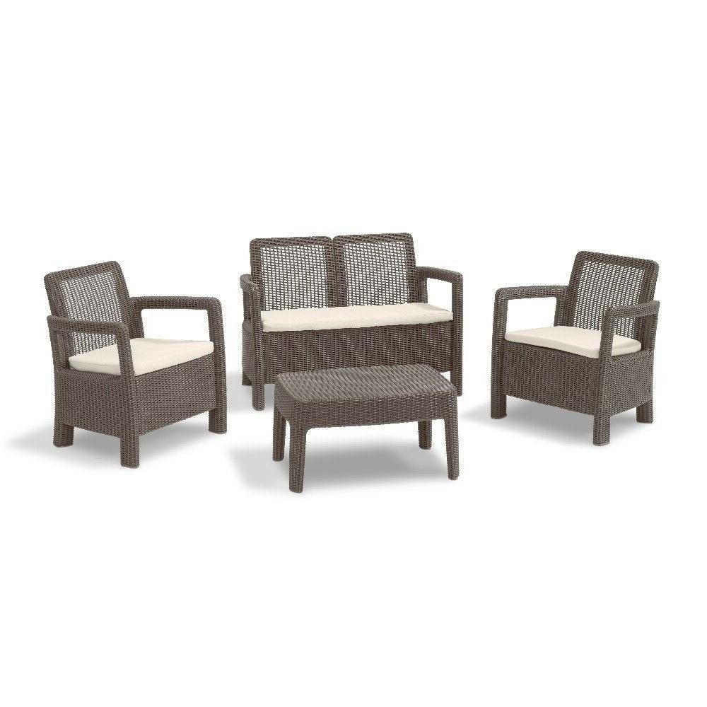 set salotto giardino esterno rattan vimini marrone