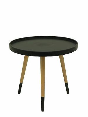 tavolo basso circolare con testate nere