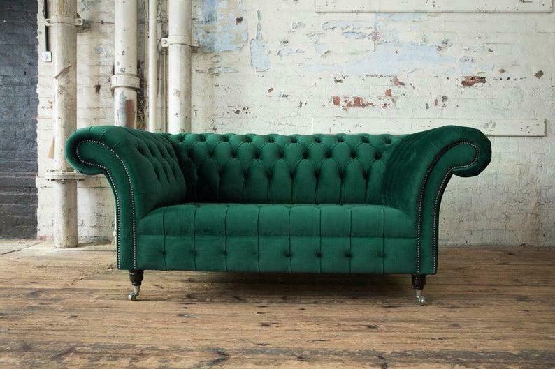 verde designer divano 3 posti chesterfield velluto