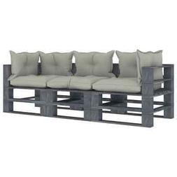 Da Giardino 3 Posti Cuscini Grigio Talpa Pallet Divanetto