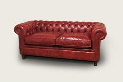 Imbottitura Tessuto Pelle Chesterfield Rifiniture Rosso