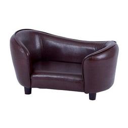 Luxury Brown PU Leather Pet bed Dog Sofa couch toy Cat Chais
