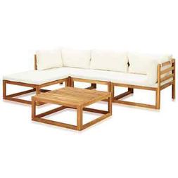 vidaXL Massello di Acacia Set Divani da Giardino 5 pz con Cu
