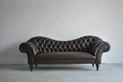 Nero Imbottitura Sedile Tessuto Divano 3 Posti Chesterfield