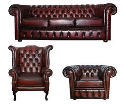Chesterfield Pelle Tre Posti Con La Queen Anna E Club Sedia 