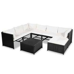 vidaXL Polirattan Set Divani da Giardino 24 pz Nero e Bianco