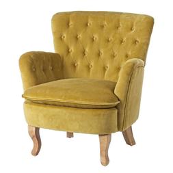poltrona imbottito tessuto velluto gialla design vintage  di