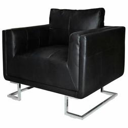 vidaXL Poltrona in cuoio nero di alta qualit&agrave; con i piedi c