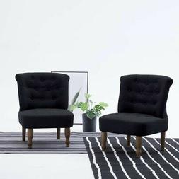 Poltrona in Stile Francese Nero in Tessuto