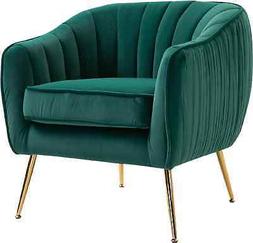 Poltrona In Velluto Verde Con Gambe In Metallo Dorato DecHom