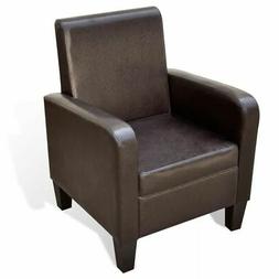 Poltrona Moderna da Soggiorno Cucina in Ecopelle Marrone 61x