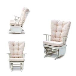 POLTRONA SEDIA A DONDOLO DALLAS IN LEGNO MASSELLO NOCE VARI 