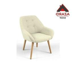 Poltrona soggiorno salotto relax sedia in tessuto beige legn