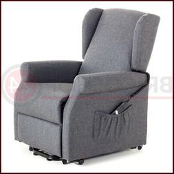 Poltrona Tessuto Blu Alzapersona Elettrica Relax Letto con P