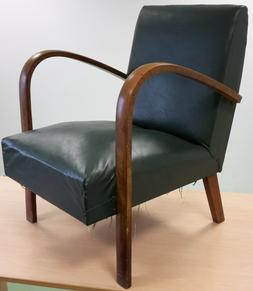 poltrona verde in legno e pelle  design anni '50/'60? deco 1