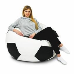 POUF CALCIO CLASSICO BIANCO NERO XL XXL GRANDE ECOPELLE  PUF