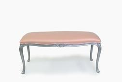 Pouf Panca Panchetta legno argento  imbottita in tessuto ros