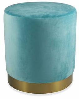 Pouf Poggiapiedi &Oslash;46x48 cm in Velluto Soriani Verde Tiffany