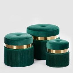 Pouf Velluto Tondo con frange green d40 h41 Edg Cod.740434.7