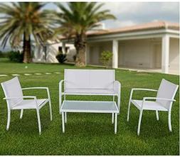2 Poltrone 1 Tavolino Textilene Missouri Bianco