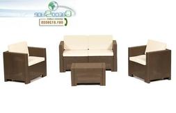 Salotto/Divano Poltrone Tavolino in Polyrattan x Esterno/Gia
