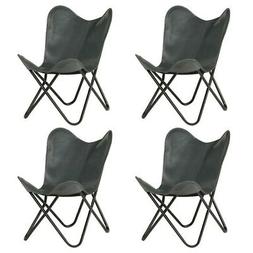 Sedie a Farfalla 4 pz Grigie per Bambini in Vera Pelle