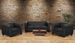 Serie Chesterfield classico ecopelle salotto composizione 3-