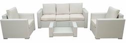 Poltrona Tavolino E Simil Rattan Bianco