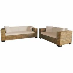 Set Divani a 2 e 3 Posti in Vero Rattan